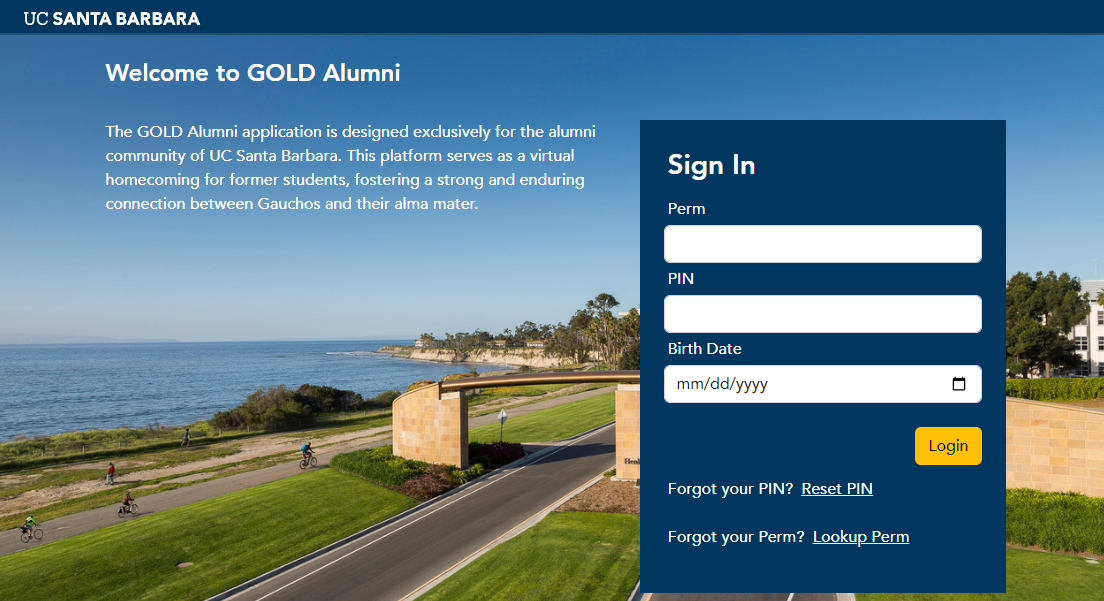 GOLD Alumni landing
