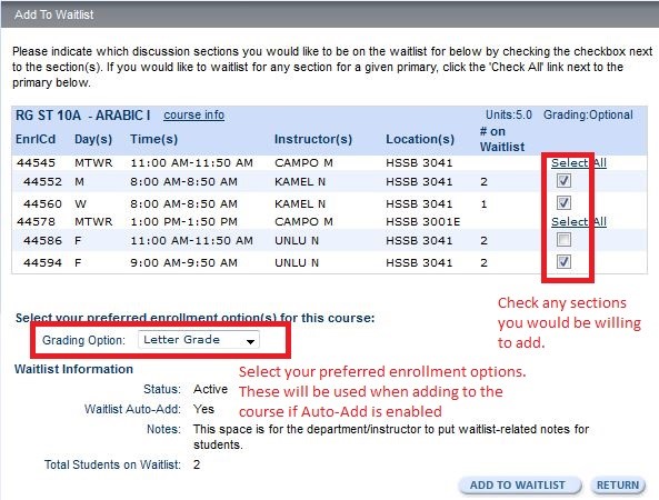 Course Waitlist UCSB Office of the Registrar